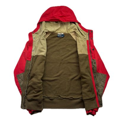 Polo Ralph Lauren Red Brown Mountain Parka Jacket Hooded - M