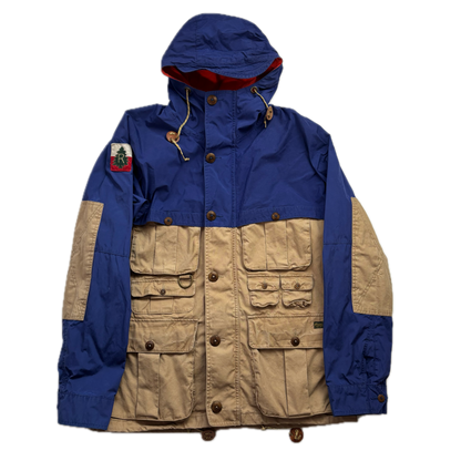 Polo Ralph Lauren Blue Beige Mountain Parka Jacket Hooded - M
