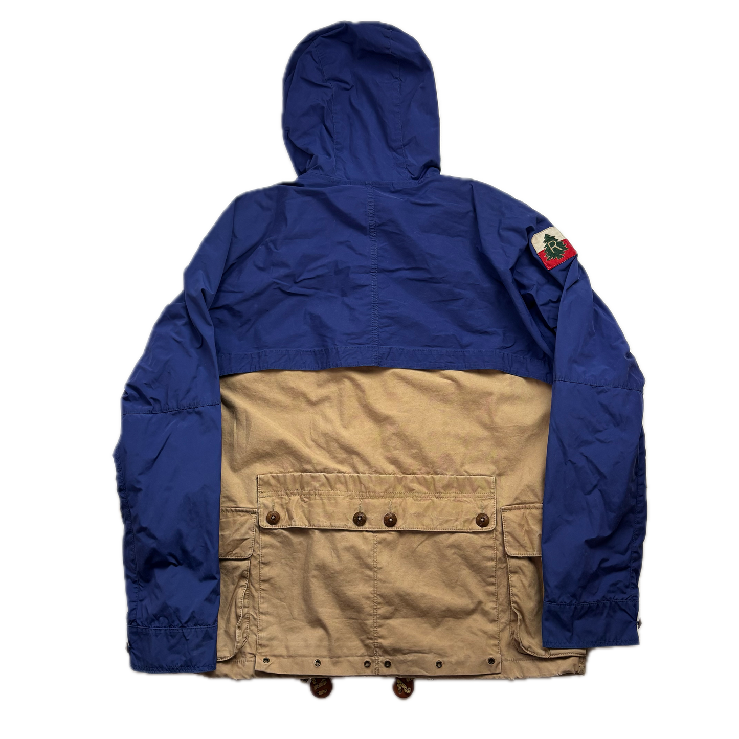 Polo Ralph Lauren Blue Beige Mountain Parka Jacket Hooded - M