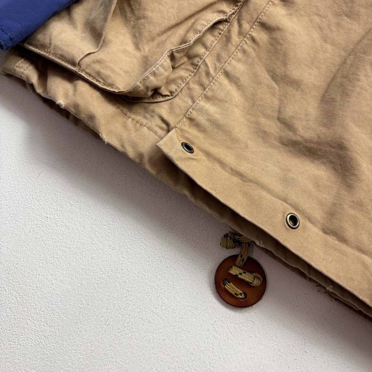 Polo Ralph Lauren Blue Beige Mountain Parka Jacket Hooded - M