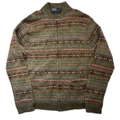Polo Ralph Lauren Fairisle Full Zip Cardigan Sweater (Wool) - M