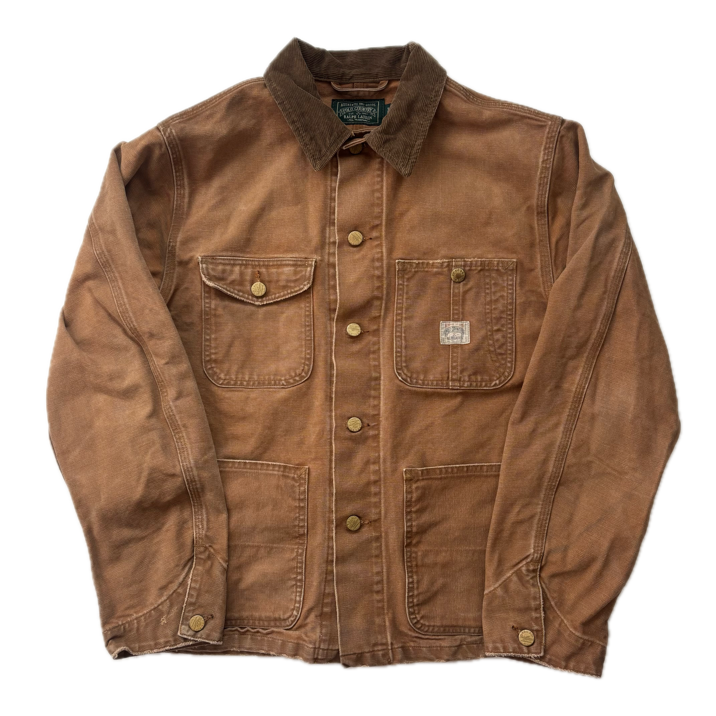 Polo Country Tan Chore Coat Workwear Jacket Distressed - S