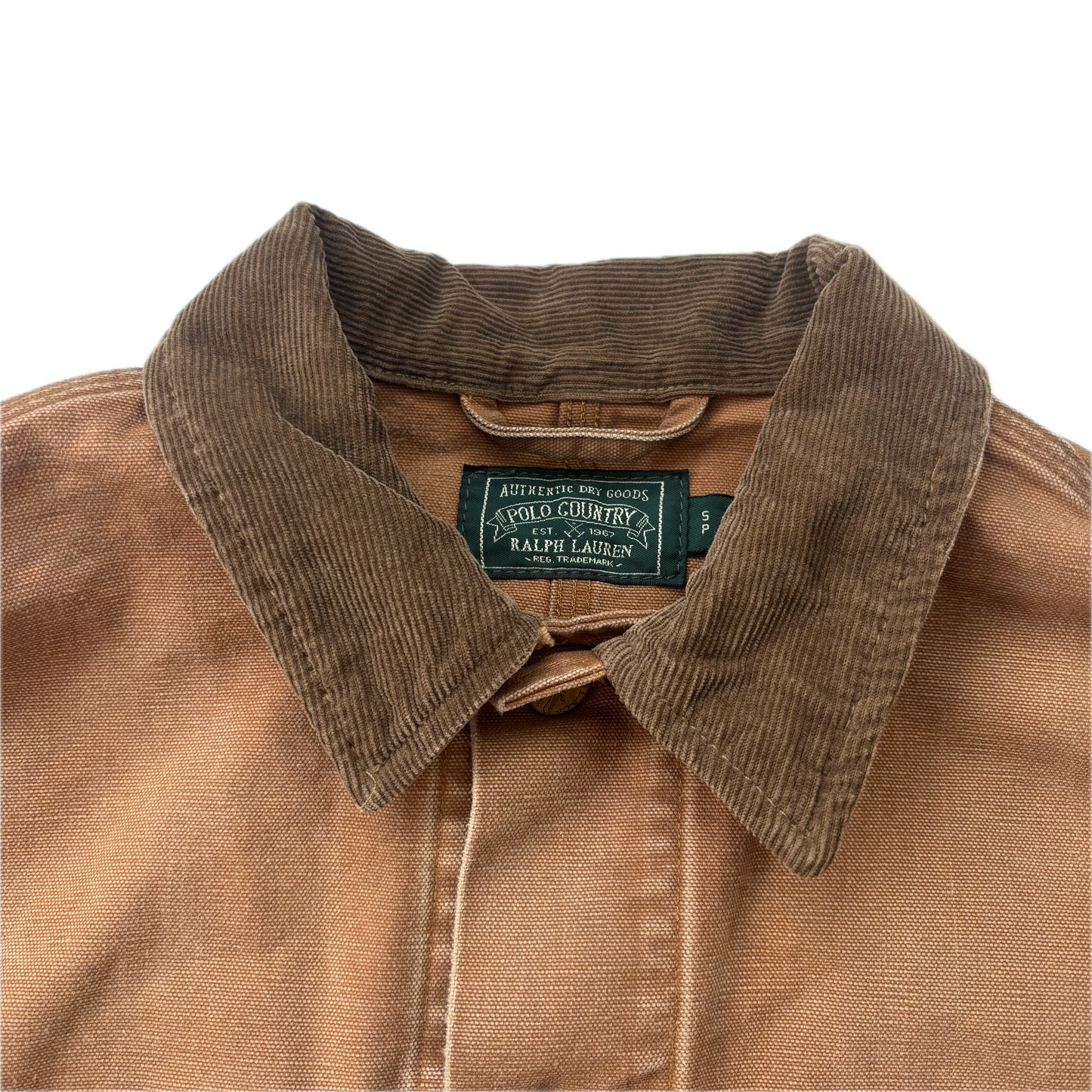 Polo Country Tan Chore Coat Workwear Jacket Distressed - S