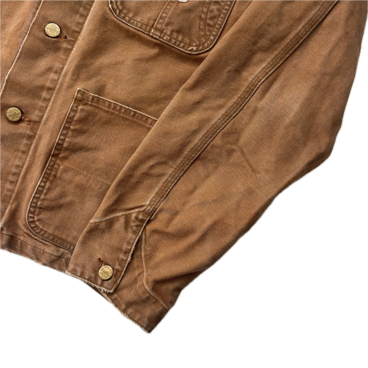 Polo Country Tan Chore Coat Workwear Jacket Distressed - S