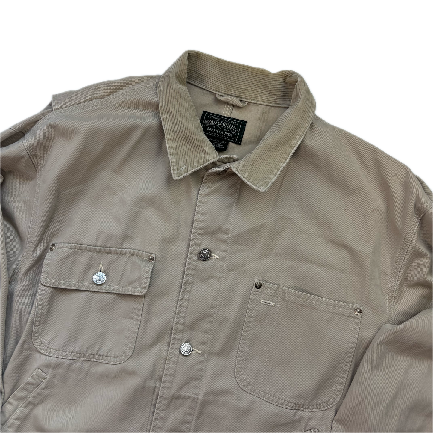 Polo Country Beige Chore Coat Workwear Jacket - L