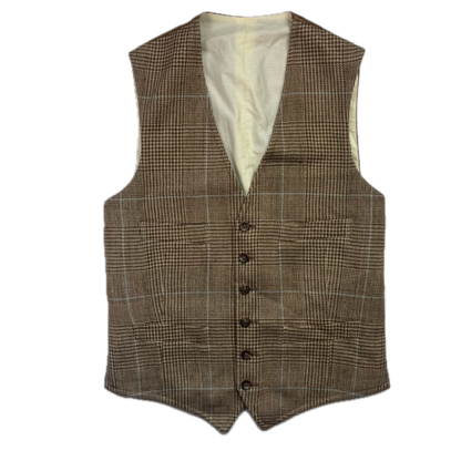 Polo Ralph Lauren Brown Tweed Glen Plaid Waistcoat (Silk Linen Wool) - 36R