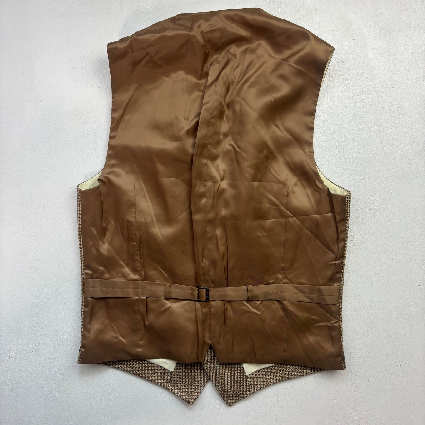 Polo Ralph Lauren Brown Tweed Glen Plaid Waistcoat (Silk Linen Wool) - 36R