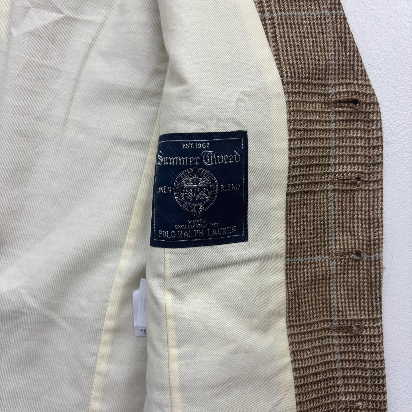 Polo Ralph Lauren Brown Tweed Glen Plaid Waistcoat (Silk Linen Wool) - 36R