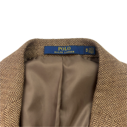 Polo Ralph Lauren Brown Herringbone Blazer (Wool Polyester Nylon) - 42R