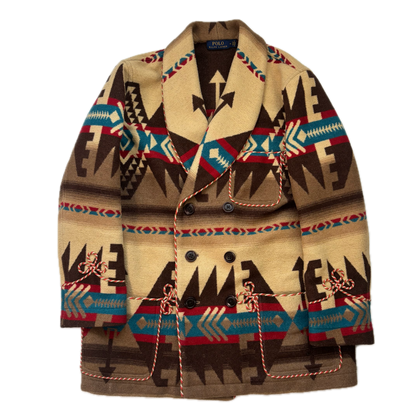 Polo Ralph Lauren Beige Brown Double Breasted Navajo Pea Coat (Acrylic Blend) - M