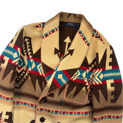 Polo Ralph Lauren Beige Brown Double Breasted Navajo Pea Coat (Acrylic Blend) - M