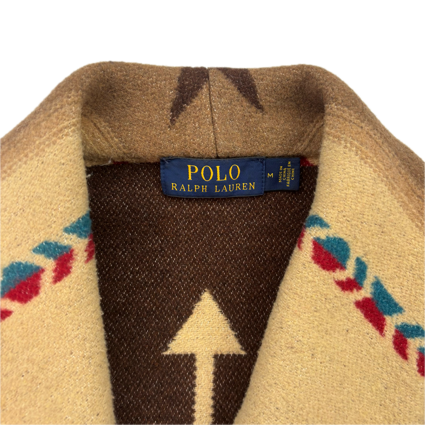 Polo Ralph Lauren Beige Brown Double Breasted Navajo Pea Coat (Acrylic Blend) - M
