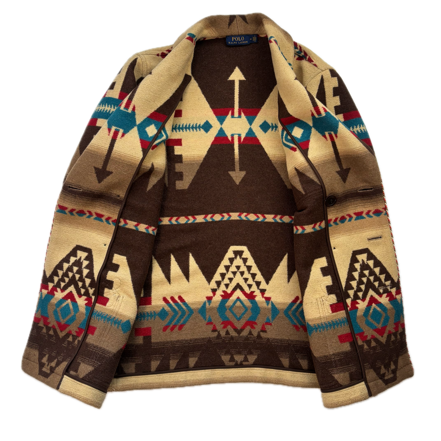 Polo Ralph Lauren Beige Brown Double Breasted Navajo Pea Coat (Acrylic Blend) - M