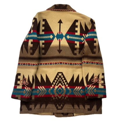 Polo Ralph Lauren Beige Brown Double Breasted Navajo Pea Coat (Acrylic Blend) - M