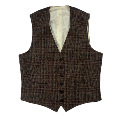 Polo Ralph Lauren Brown Tweed Glen Plaid Waistcoat (Wool Alpaca) - 40R
