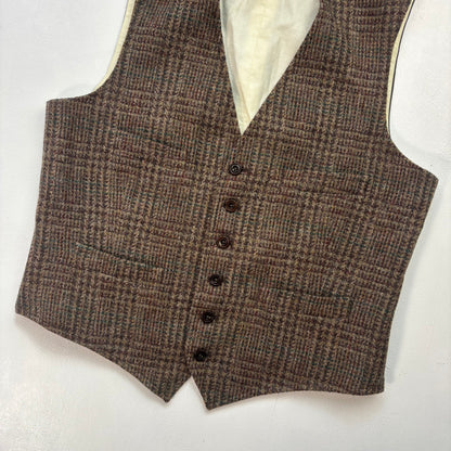 Polo Ralph Lauren Brown Tweed Glen Plaid Waistcoat (Wool Alpaca) - 40R