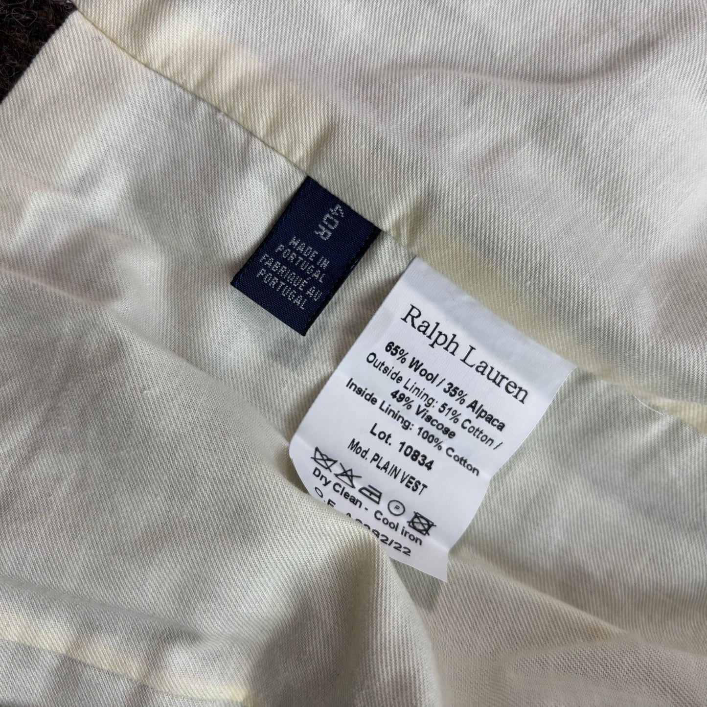 Polo Ralph Lauren Brown Tweed Glen Plaid Waistcoat (Wool Alpaca) - 40R