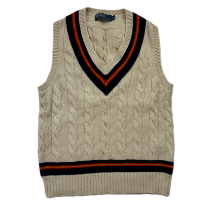 Polo Ralph Lauren Cricket Vest Tennis Cableknit (Wool Cashmere Silk) - S