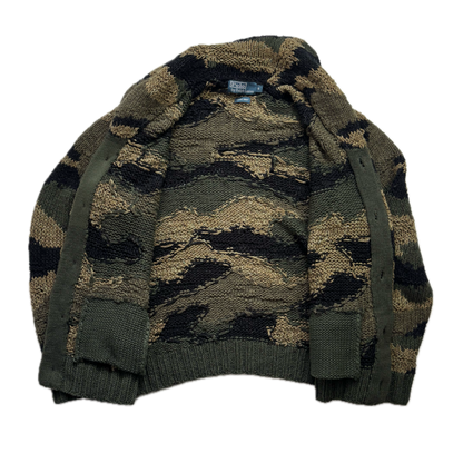Polo Ralph Lauren Green Camo Hand Knit Cardigan (Cotton Blend) - S