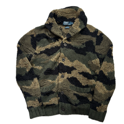 Polo Ralph Lauren Green Camo Hand Knit Cardigan (Cotton Blend) - S