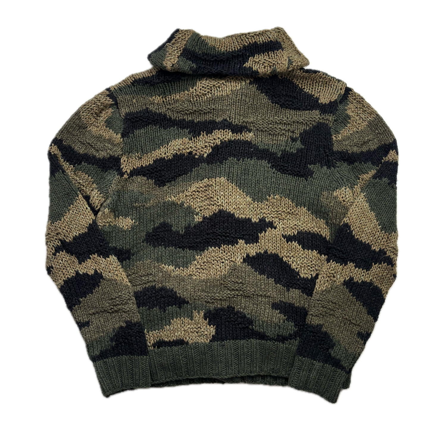 Polo Ralph Lauren Green Camo Hand Knit Cardigan (Cotton Blend) - S