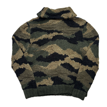 Polo Ralph Lauren Green Camo Hand Knit Cardigan (Cotton Blend) - S