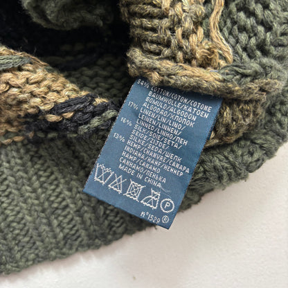 Polo Ralph Lauren Green Camo Hand Knit Cardigan (Cotton Blend) - S