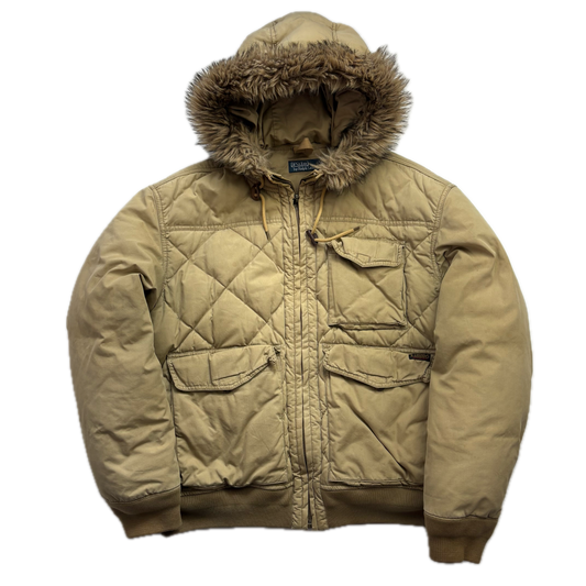 Polo Ralph Lauren Beige Quilted Bomber Flight Jacket - XL