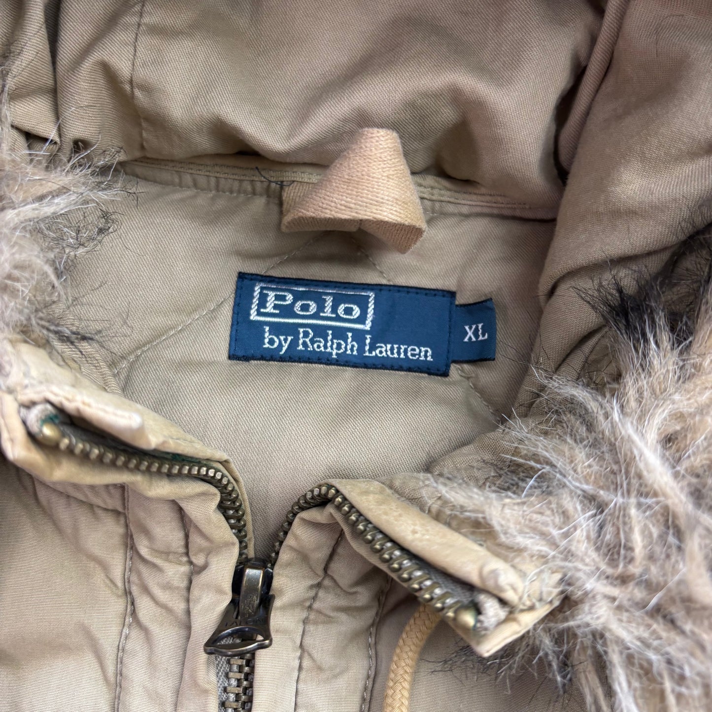 Polo Ralph Lauren Beige Quilted Bomber Flight Jacket - XL