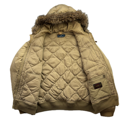 Polo Ralph Lauren Beige Quilted Bomber Flight Jacket - XL