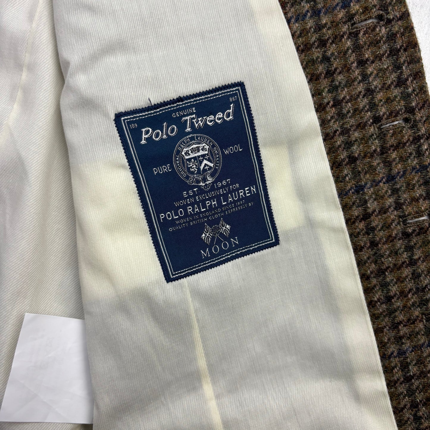 Polo Ralph Lauren Green Brown Tweed Lapel Vest Waistcoat (Wool) - 40R