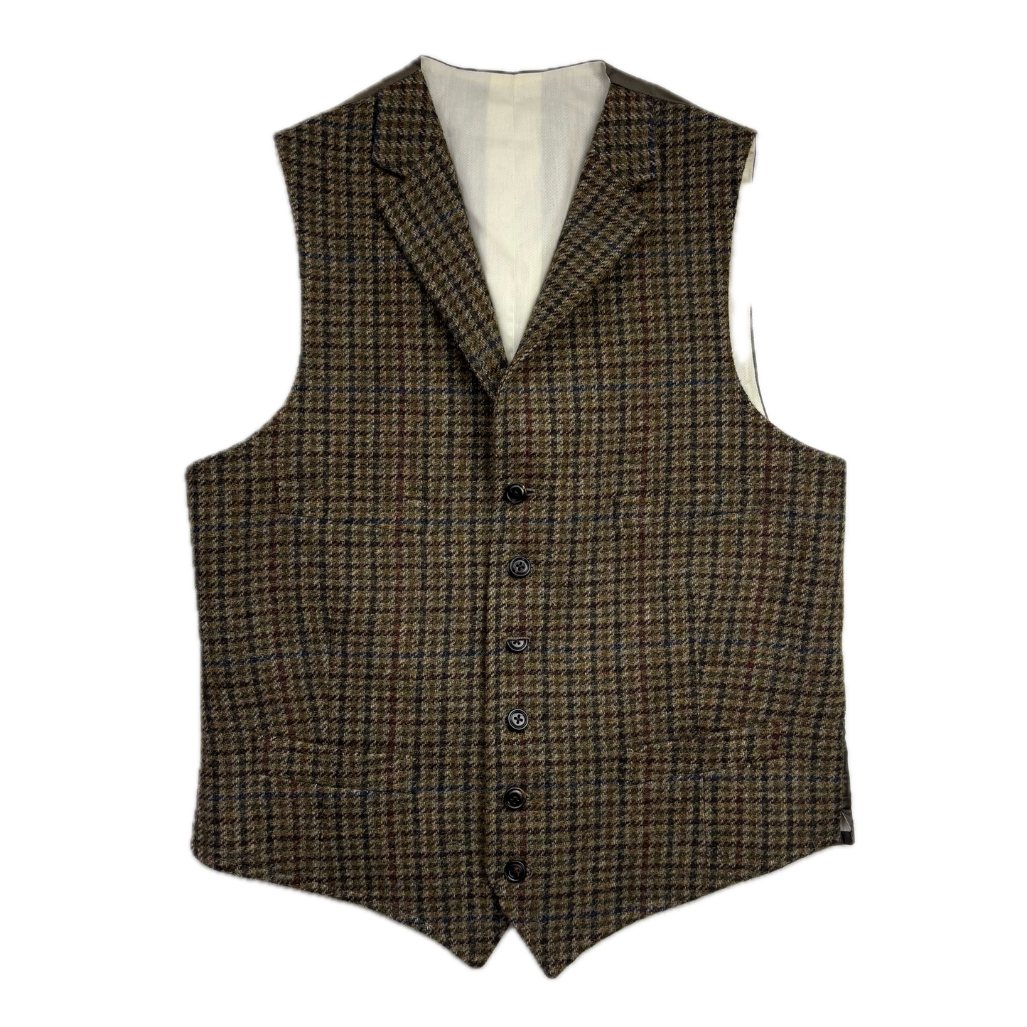Polo Ralph Lauren Green Brown Tweed Lapel Vest Waistcoat (Wool) - 40R