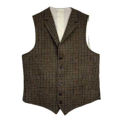 Polo Ralph Lauren Green Brown Tweed Lapel Vest Waistcoat (Wool) - 40R