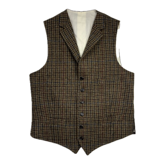 Polo Ralph Lauren Green Brown Tweed Lapel Vest Waistcoat (Wool) - 40R