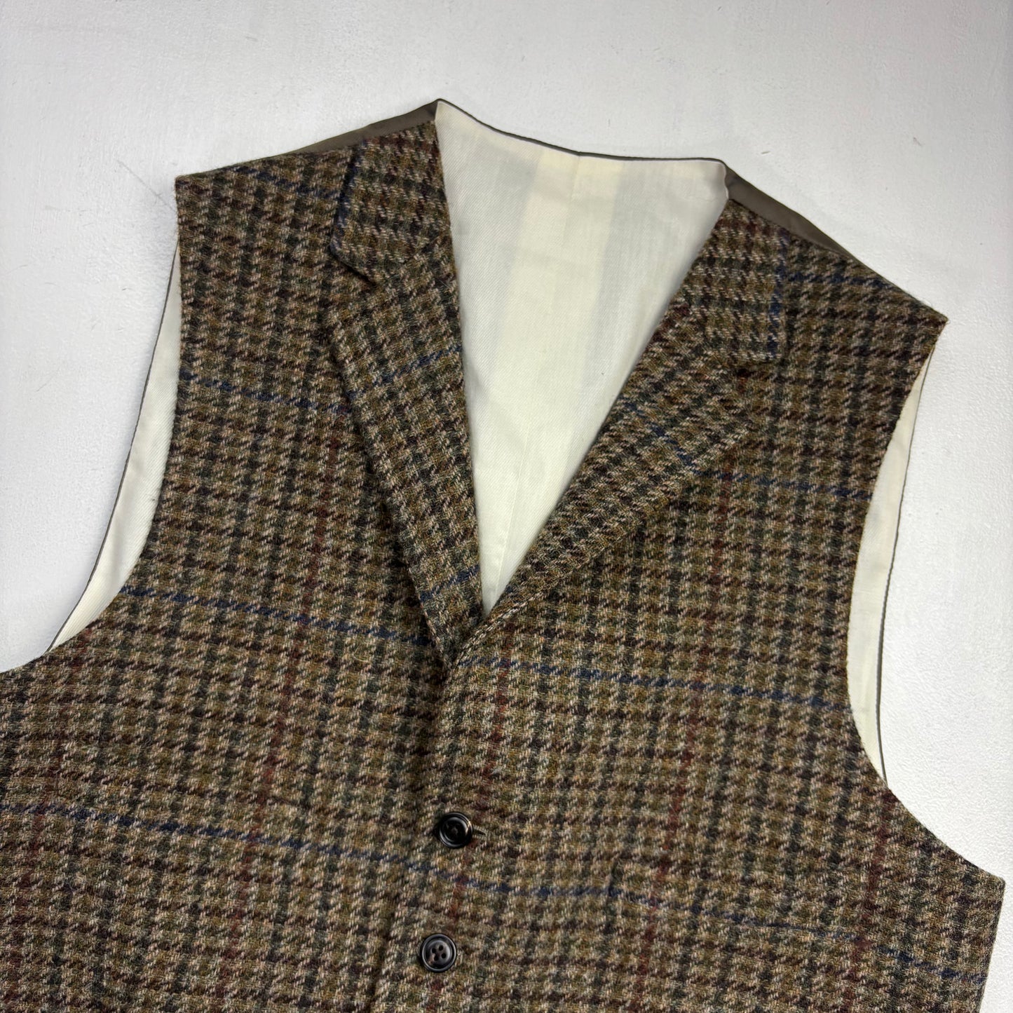 Polo Ralph Lauren Green Brown Tweed Lapel Vest Waistcoat (Wool) - 40R