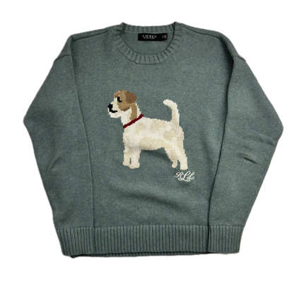 Lauren Hand Green Dog Jumper (Cotton) - S