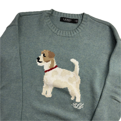 Lauren Hand Green Dog Jumper (Cotton) - S