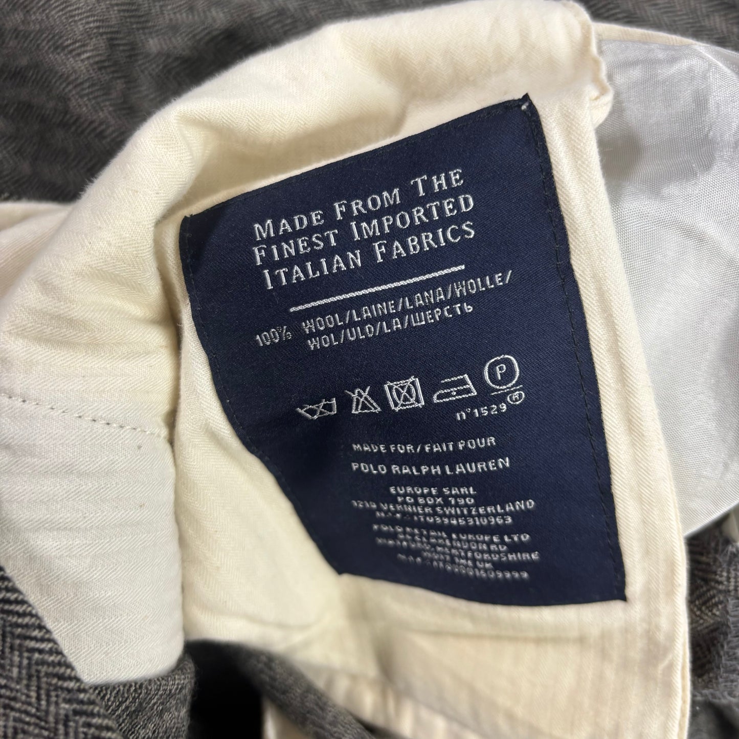 Polo Ralph Lauren Grey Herringbone Dress Pants Preppy Fit (Wool) - 34/35