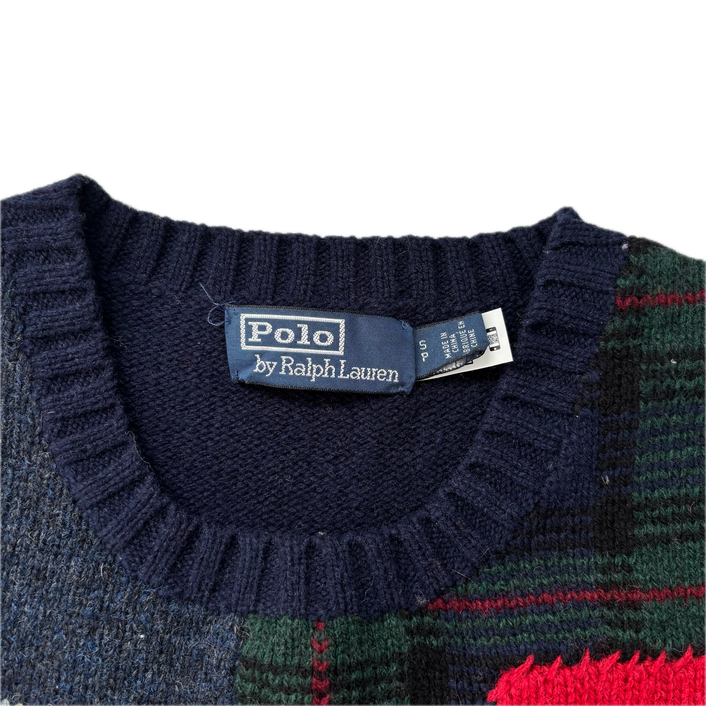 Polo Ralph Lauren Patchwork USA Flag Jumper Shawl Neck Sweater (Wool) - S