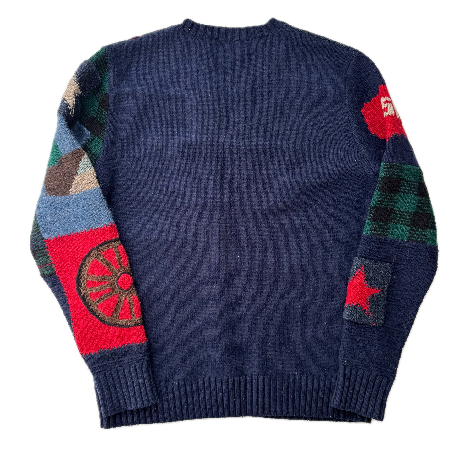 Polo Ralph Lauren Patchwork USA Flag Jumper Shawl Neck Sweater (Wool) - S