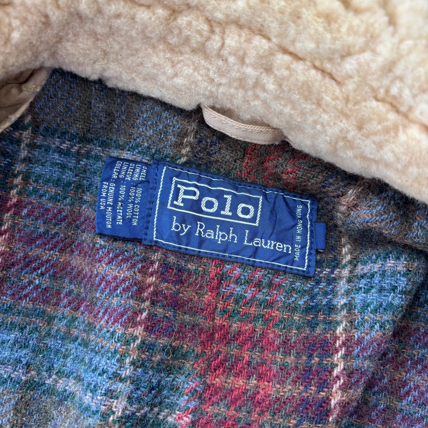 Polo Ralph Lauren Beige Double Breasted Sheepskin Collar Wool Lined Rain Mac Coat Trench - 38R