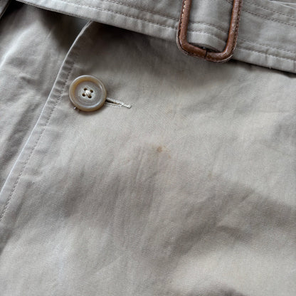 Polo Ralph Lauren Beige Double Breasted Sheepskin Collar Wool Lined Rain Mac Coat Trench - 38R