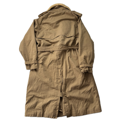 Polo Ralph Lauren Beige Double Breasted Sheepskin Collar Wool Lined Rain Mac Coat Trench - 38R