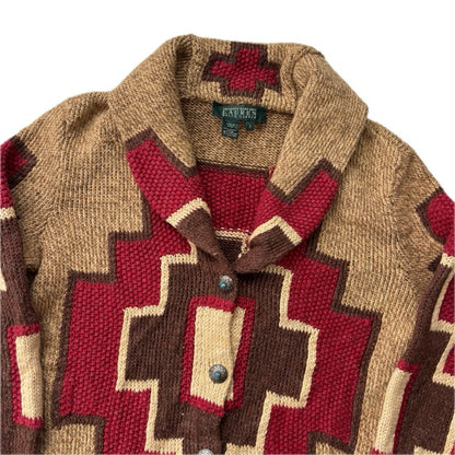 Lauren Aztec Hand Knit Cardigan (Cotton Linen Silk) - S