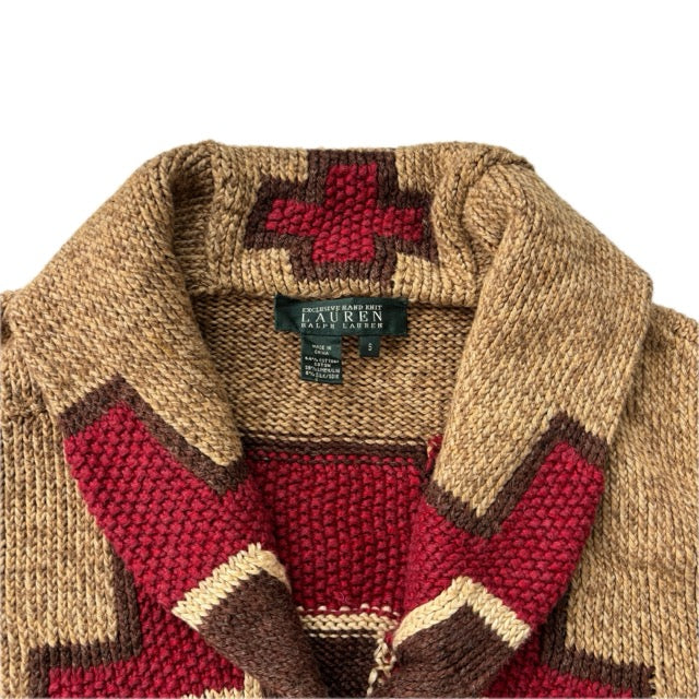 Lauren Aztec Hand Knit Cardigan (Cotton Linen Silk) - S