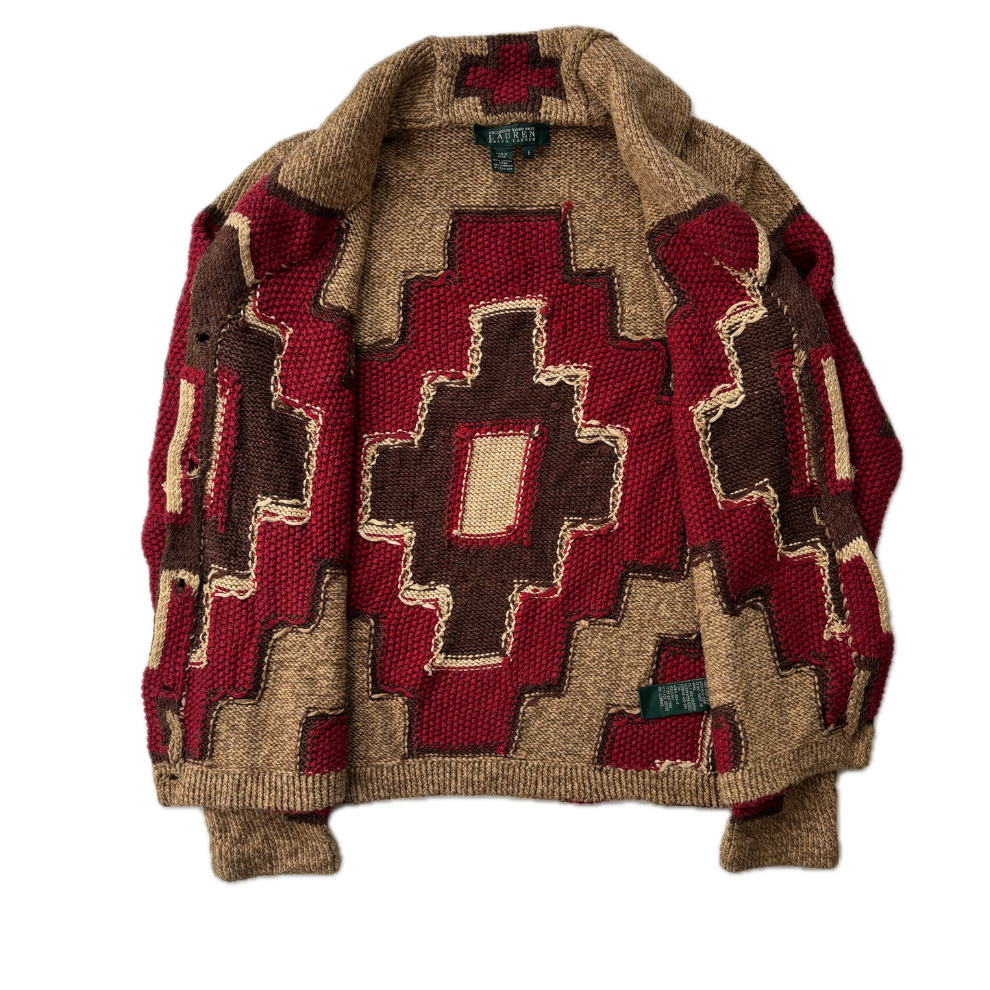 Lauren Aztec Hand Knit Cardigan (Cotton Linen Silk) - S