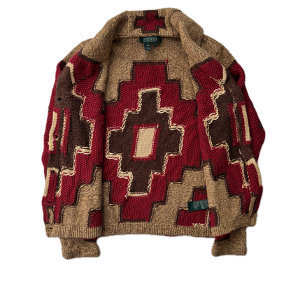 Lauren Aztec Hand Knit Cardigan (Cotton Linen Silk) - S