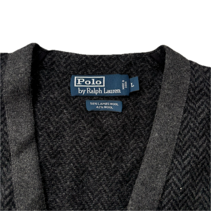 Polo Ralph Lauren Grey Tweed Herringbone Waistcoat (Wool) - L