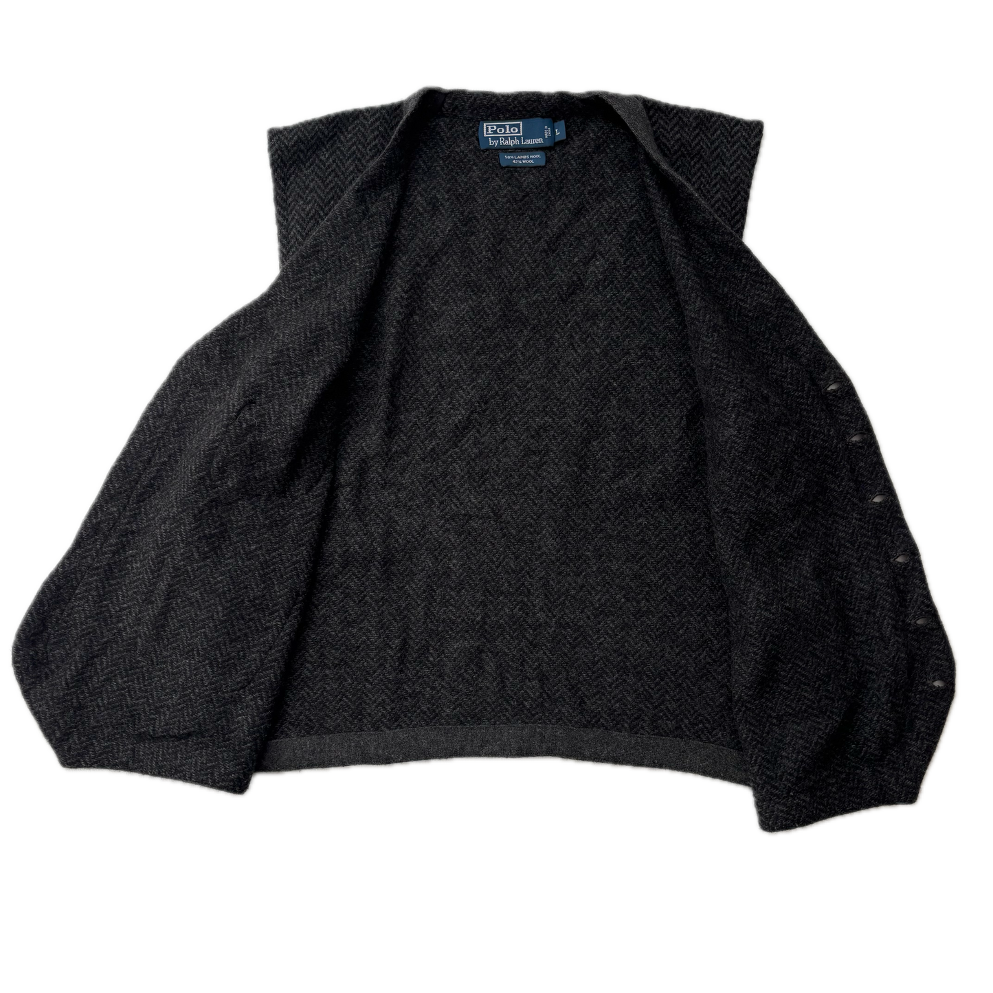 Polo Ralph Lauren Grey Tweed Herringbone Waistcoat (Wool) - L