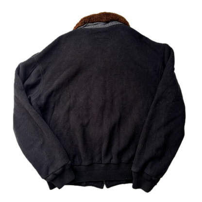 Ralph Lauren Polo Sport Sheepskin Collar Black Bomber Jacket (Wool Blend) - M